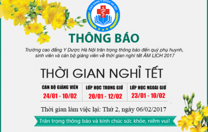 Lịch nghỉ tết trường cao đẳng Y Dược Hà Nội