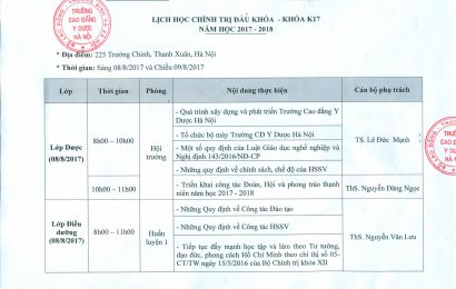 Thông báo lịch tập trung và học chính trị đầu khóa K17