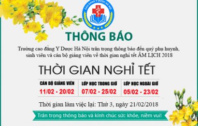 Thông báo lịch nghỉ tết Cổ truyền tết Mậu Tuất năm 2018