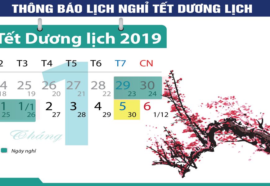 THÔNG BÁO LỊCH NGHỈ TẾT DƯƠNG LỊCH 2019