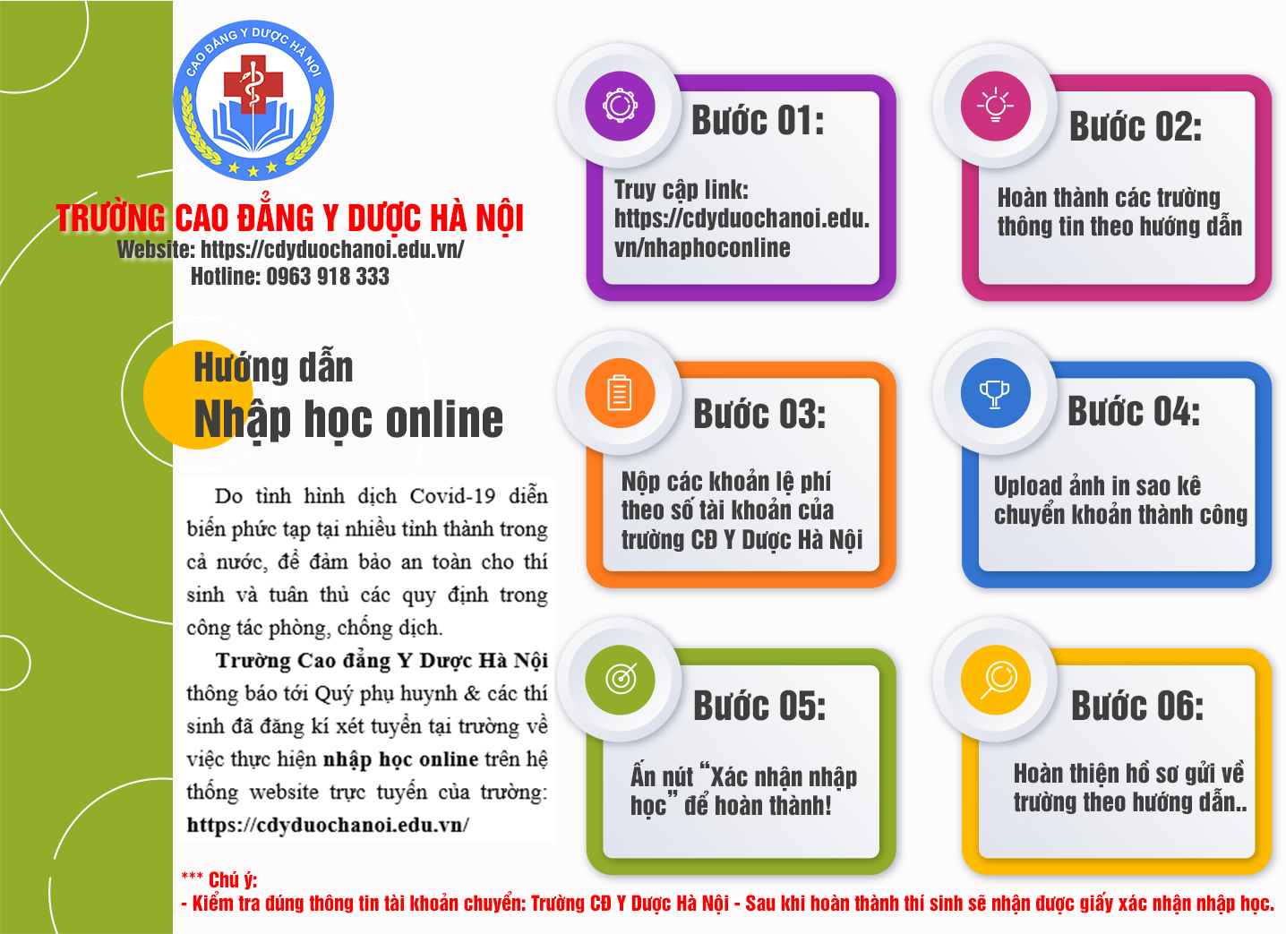 Thông báo xác nhận nhập học trực tuyến 2021