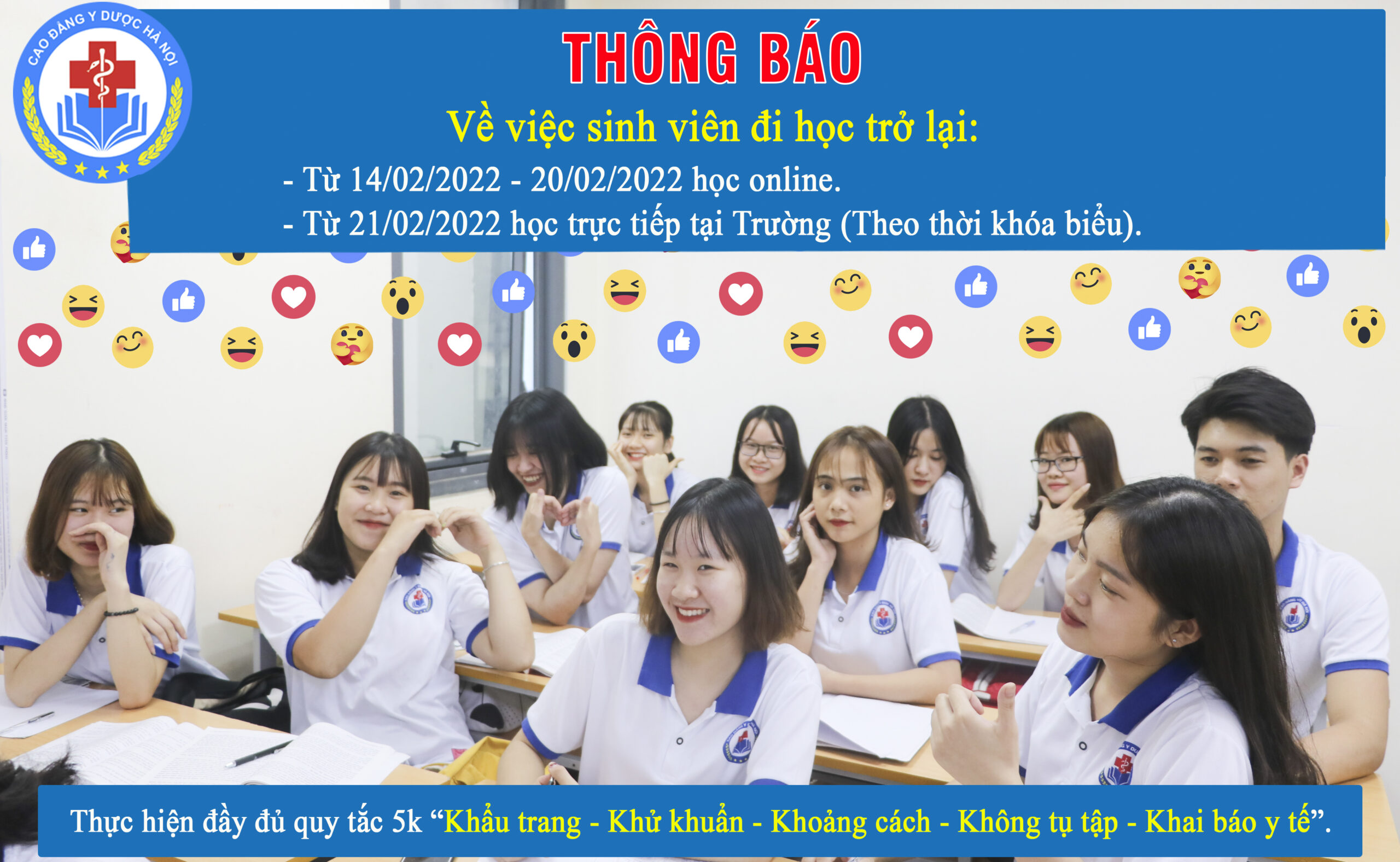 THÔNG BÁO Về việc sinh viên trở lại trường học trực tiếp.