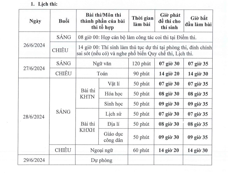 Bộ GDĐT công bố lịch thi tốt nghiệp THPT năm 2024